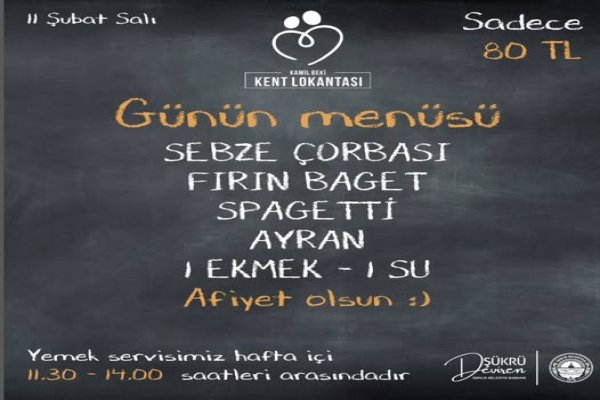 11 Şubat Kent Lokantası Menü