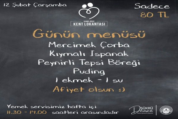 12 ŞUBAT KENT LOKANTASI MENÜ