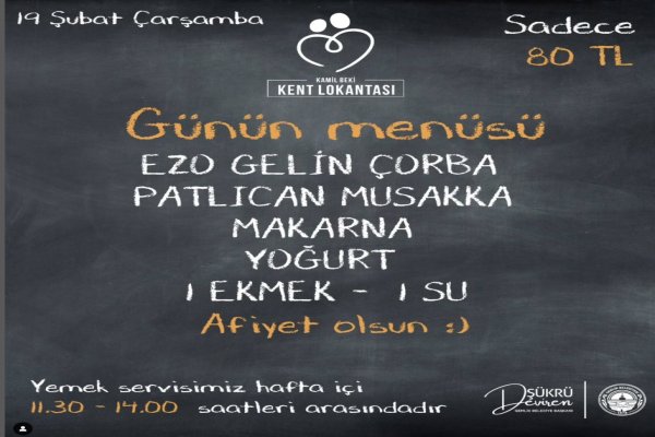 19 ŞUBAT KENT LOKANTASI MENÜ