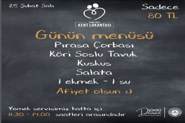 25 ŞUBAT KENT LOKANTASI MENÜ