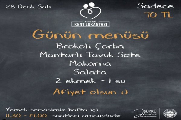 28 OCAK SALI KENT LOKANTASI MENÜ
