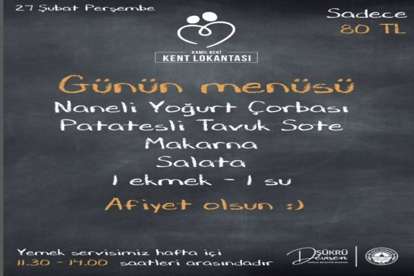 28 ŞUBAT KENT LOKANTASI MENÜ