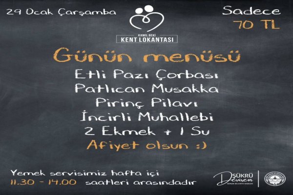 29 Ocak Kent Lokantası Menü