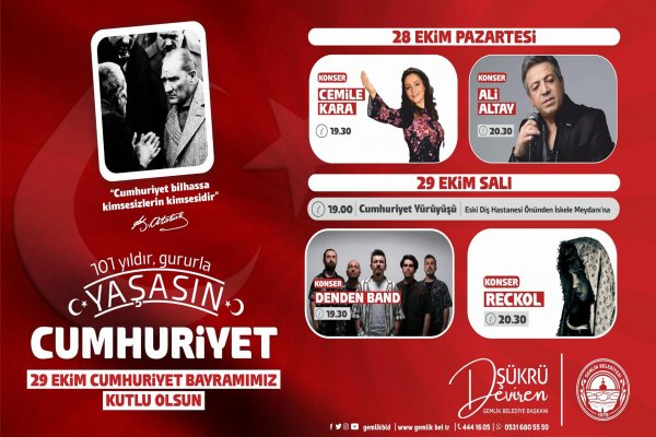 Cumhuriyet Coşkusunu Gemlik’te Birlikte Yaşayalım!