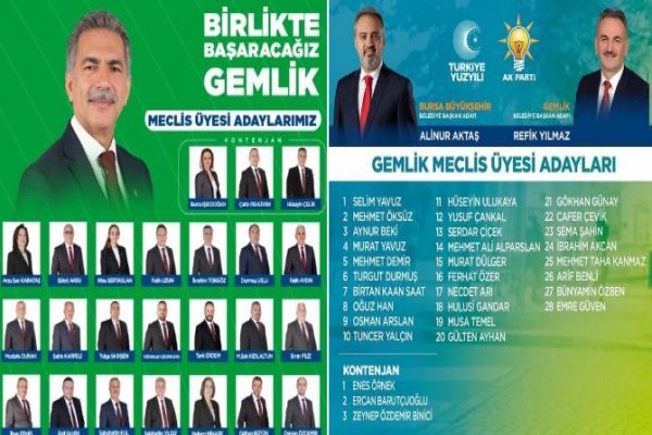 GEMLİK BELEDİYE MECLİSİ 20 CHP’Lİ 11 AKP’Li ÜYEDEN OLUŞTU