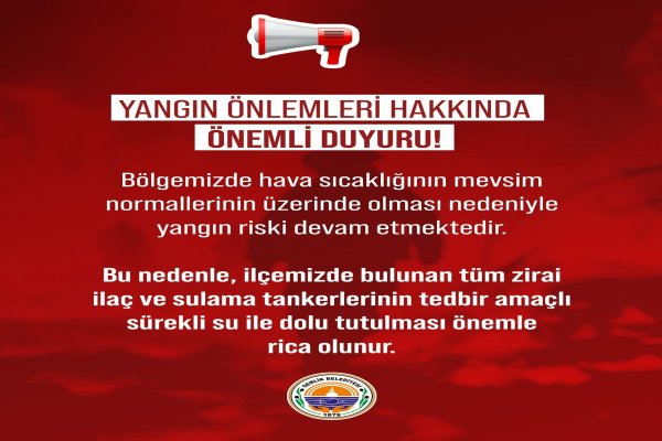 Gemlik Belediyesi'nden Yangın Riskine Karşı Uyarı