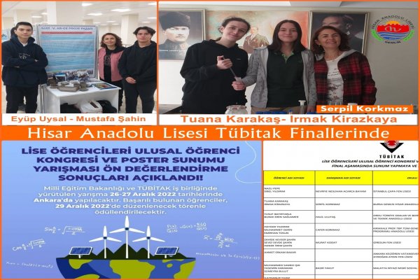 Gemlik Hisar Anadolu Lisesi iki projesiyle Tübitak Finallerine Kaldı