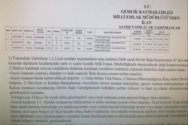 MİLLİ EMLAK MÜDÜRLÜĞÜNDEN 3 ARAZİ SATIŞI