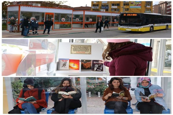 Otobüs duraklarına kütüphane konacak
