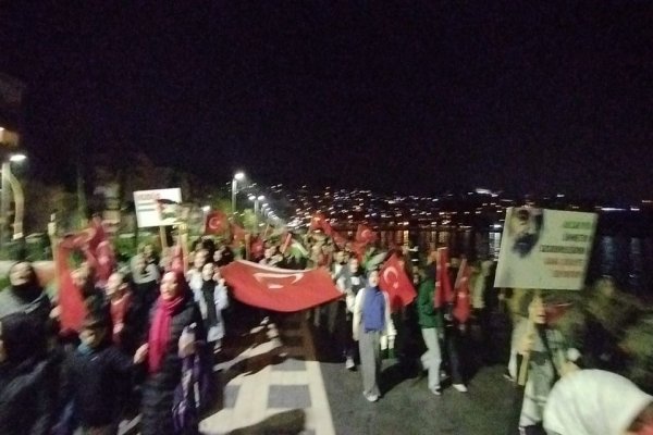 Teröre lanet yürüyüşü yapıldı